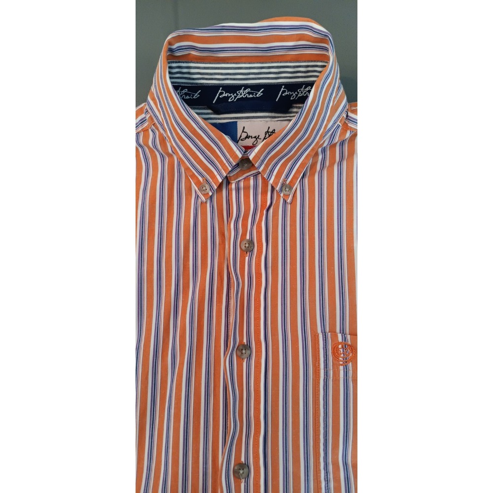 mens‎ wrangler shirt medium short sleeve orange stripe western outdoor
